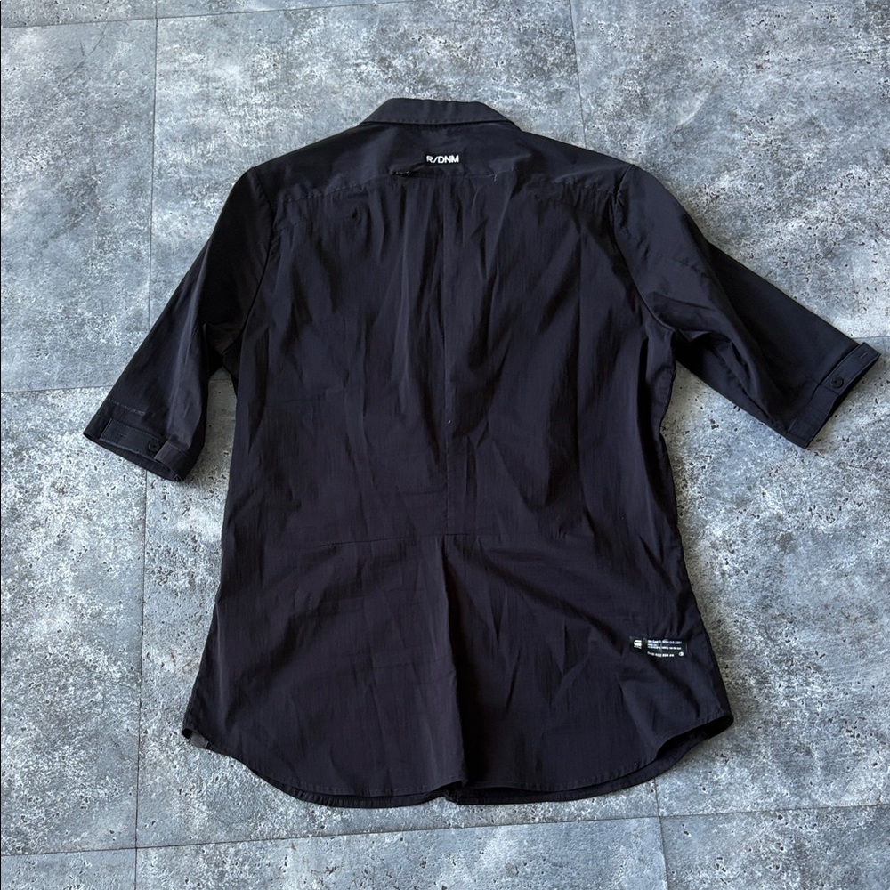 Black Short Sleeve Button-Up Shirt